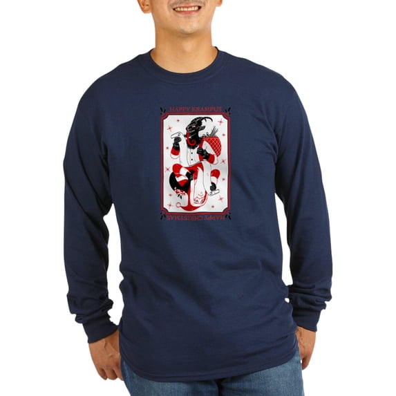 CafePress - Happy Christmas Krampus Long Sleeve T Shirt - Long Sleeve Dark T-Shirt