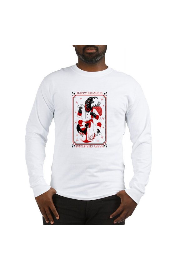 - Happy Christmas Krampus Long Sleeve T Shirt - Unisex Cotton Long Sleeve T-Shirt