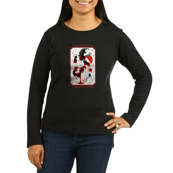CafePress - Happy Christmas Krampus Long Sleeve T Shirt - Women's Long Sleeve Graphic Tee Casual Fit