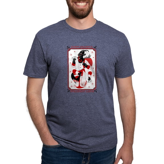 CafePress - Happy Christmas Krampus T Shirt - Mens Tri-blend T-Shirt