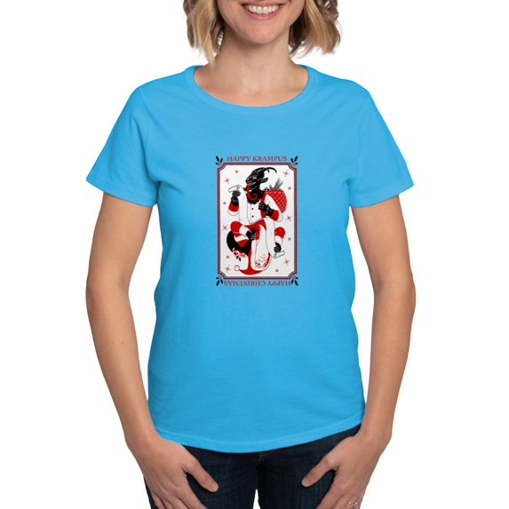 CafePress - Happy Christmas Krampus T Shirt - Women's Traditional Fit Dark T-Shirt