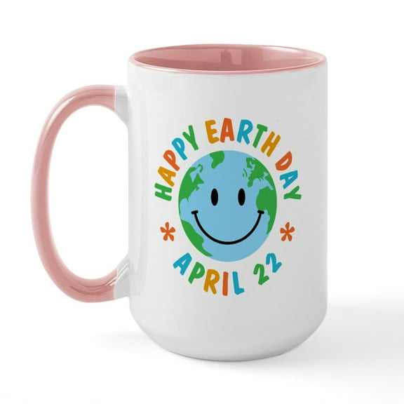 CafePress - Happy Earth Day Large Mug - 15 oz Ceramic Large White Novelty Mug
