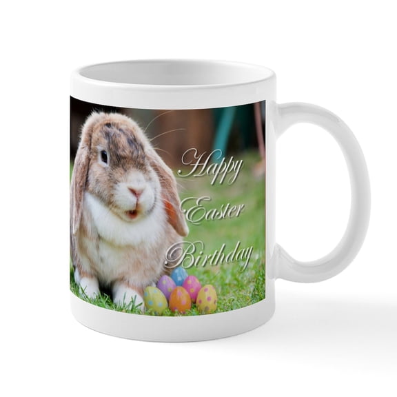 CafePress - Happy Easter Birthday Bunny Mugs - 11 oz Ceramic Mug - Novelty Coffee Tea Cup