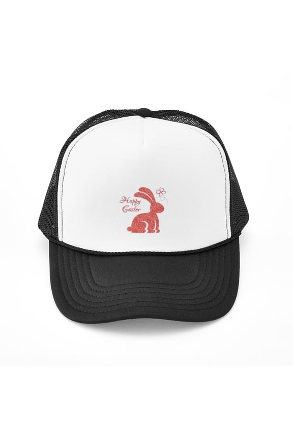 - Happy Easter Bunny - Adjustable Unisex Printed Trucker Hat with Mesh Back