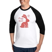 CafePress - Happy Easter Bunny Baseball Jersey - Cotton Baseball Jersey, 3/4 Raglan Sleeve Shirt