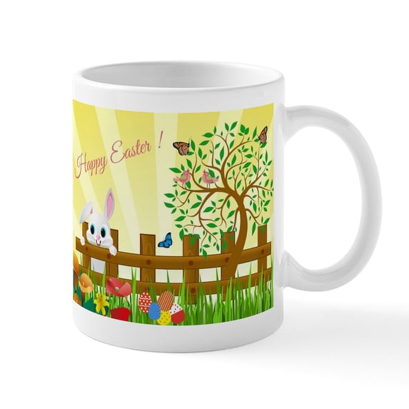 CafePress - Happy Easter Bunny Mugs - 11 oz Ceramic Mug - Novelty Coffee Tea Cup