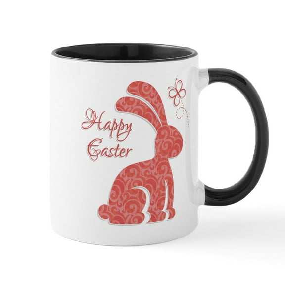 CafePress - Happy Easter Bunny Mugs - 11 oz Ceramic Mug - Novelty Coffee Tea Cup