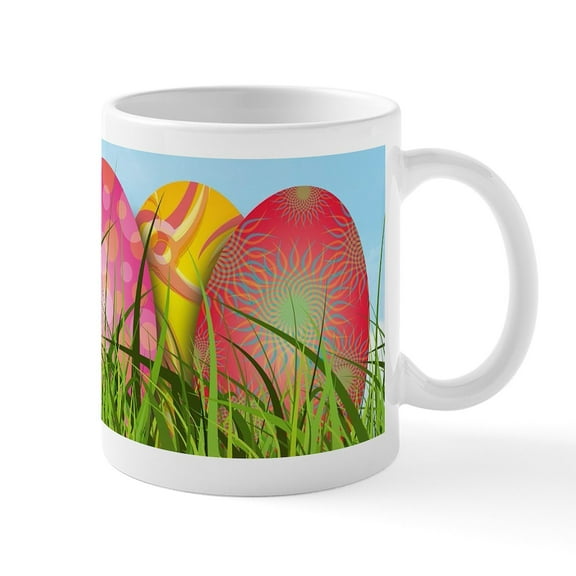 CafePress - Happy Easter Decorated Eggs Mugs - 11 oz Ceramic Mug - Novelty Coffee Tea Cup