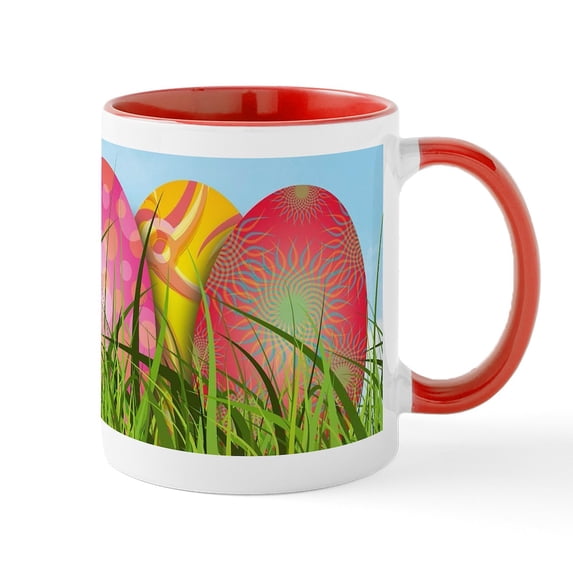 CafePress - Happy Easter Decorated Eggs Mugs - 11 oz Ceramic Mug - Novelty Coffee Tea Cup