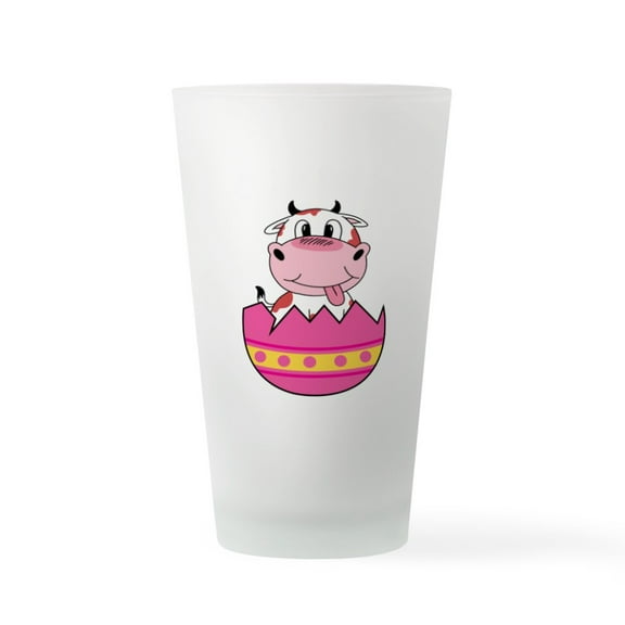 CafePress - Happy Easter Egg Cute Cow Animal Farm - Pint Glass, Drinking Glass, 16 oz. CafePress