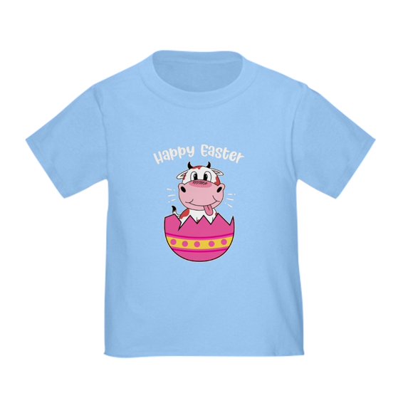 CafePress - Happy Easter Egg Cute Cow Animal Farm T Shirt - Cute Toddler T-Shirt, 100% Cotton