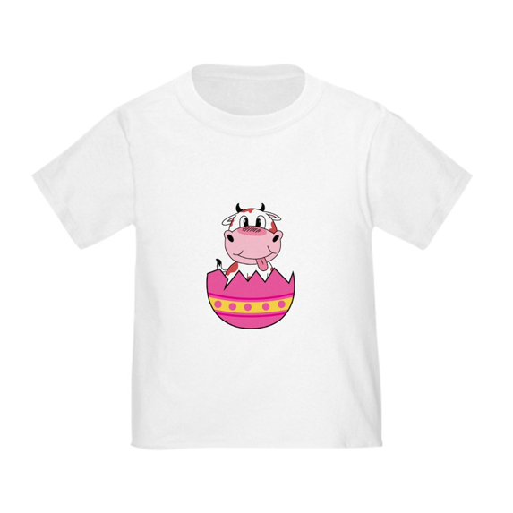 CafePress - Happy Easter Egg Cute Cow Animal Farm T Shirt - Cute Toddler T-Shirt, 100% Cotton