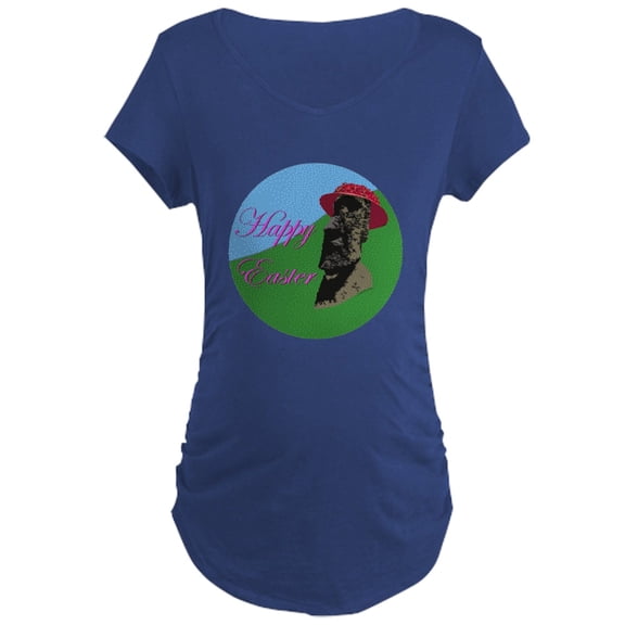 CafePress - Happy Easter Island Maternity Dark T Shirt - Maternity Dark T-Shirt