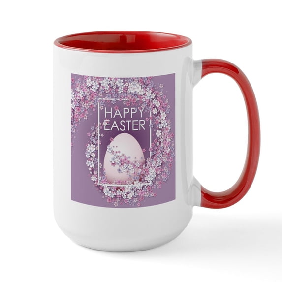 CafePress - Happy Easter Large Mug - 15 oz Ceramic Large White Novelty Mug