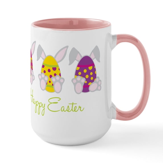 CafePress - Happy Easter Large Mug - 15 oz Ceramic Large White Novelty Mug