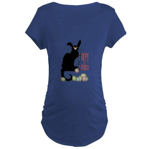CafePress - Happy Easter Le Chat Noir Maternity T Shirt - Maternity Dark T-Shirt