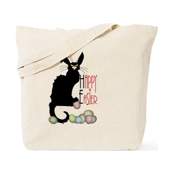 CafePress - Happy Easter Le Chat Noir Tote Bag - Unisex Canvas Tote Bag, Beige, 1-Piece