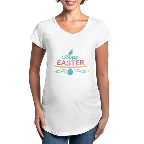 CafePress - Happy Easter Maternity T Shirt - Cotton Maternity T-shirt, Cute & Funny Pregnancy Tee
