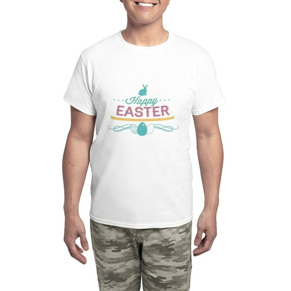CafePress - Happy Easter Men's Light Pajamas - Men's Light Loose Fit Cotton Pajama Set