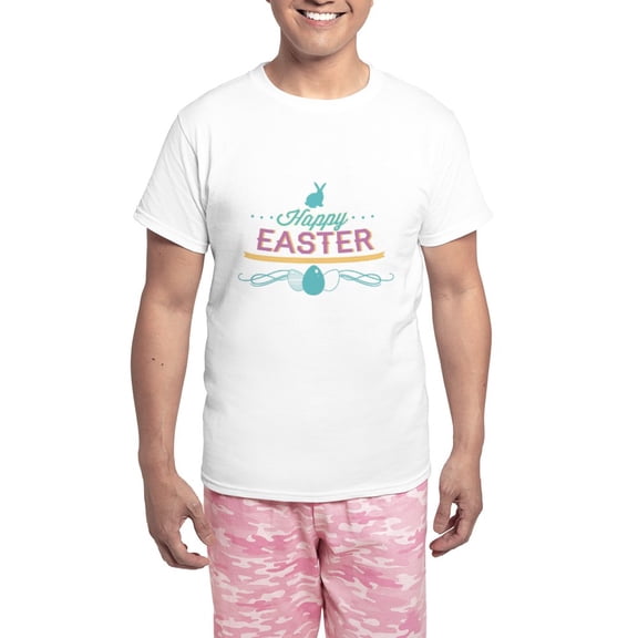 CafePress - Happy Easter Men's Light Pajamas - Men's Light Loose Fit Cotton Pajama Set