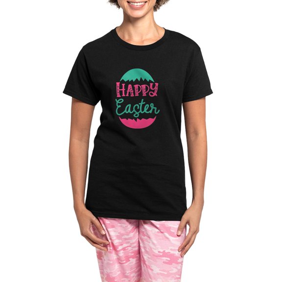 CafePress - Happy Easter Pajamas - Women's Short Sleeve Print T-Shirt and Pants Dark Cotton Pajama Set