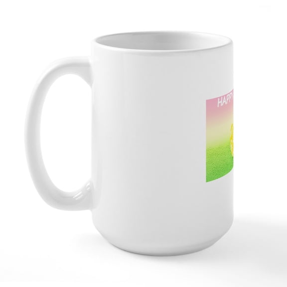 CafePress - Happy Easter Pretty Eggs On Grass Large Mug - 15 oz Ceramic Large White Novelty Mug