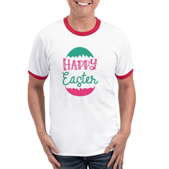 CafePress - Happy Easter T Shirt - 100% Cotton Ringed T-Shirt
