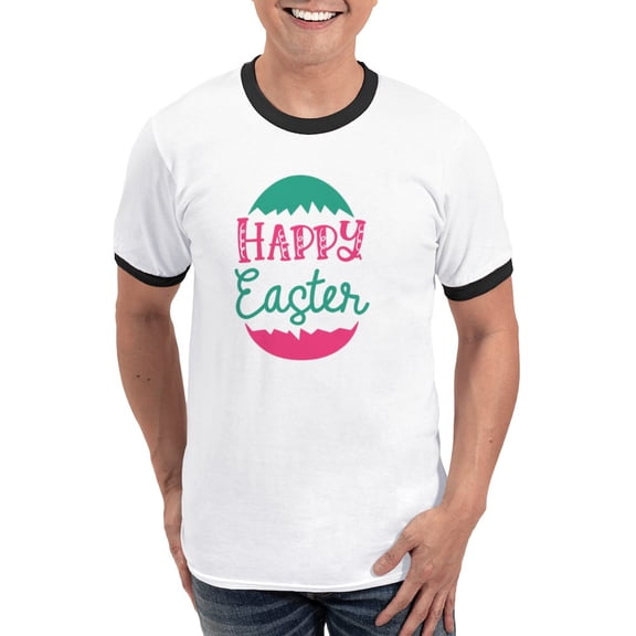 CafePress - Happy Easter T Shirt - 100% Cotton Ringed T-Shirt