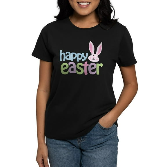 CafePress - Happy Easter Women's Dark T Shirt - Women's Traditional Fit Dark T-Shirt