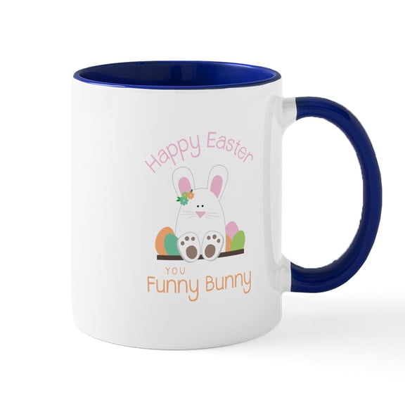 CafePress - Happy Easter You Funny Bunny Mugs - 11 oz Ceramic Mug - Novelty Coffee Tea Cup