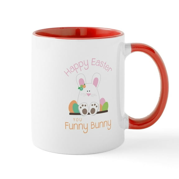 CafePress - Happy Easter You Funny Bunny Mugs - 11 oz Ceramic Mug - Novelty Coffee Tea Cup