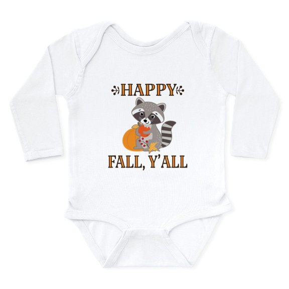 CafePress - Happy Fall Raccoon Autumn Body Suit - Long Sleeve Cotton Baby Bodysuit