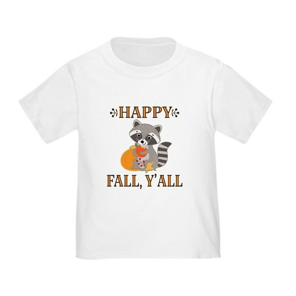 CafePress - Happy Fall Raccoon Autumn T Shirt - Cute Toddler T-Shirt, 100% Cotton