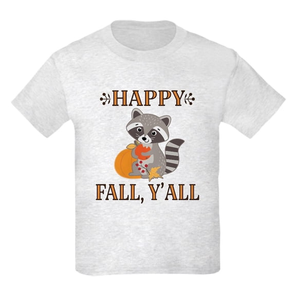 CafePress - Happy Fall Raccoon Autumn T Shirt - Light Classic Kids Graphic, Short Sleeve T-Shirt, Sizes XS-XL
