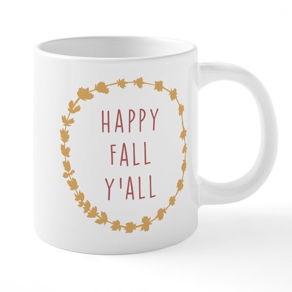 CafePress - Happy Fall Y'all - 20 Oz White Ceramic Mega Mug