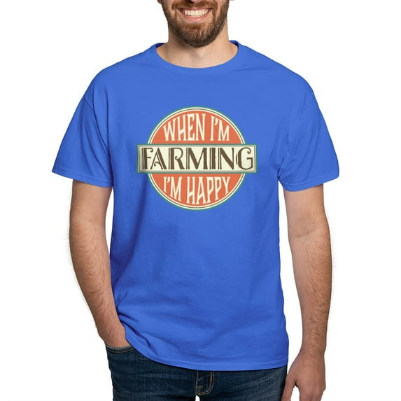 CafePress - Happy Farmer Dark T Shirt - Men's Classic Graphic Cotton T-Shirt