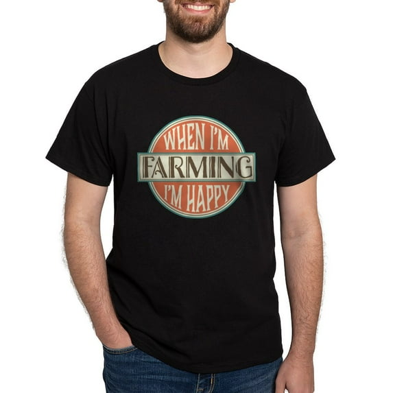 CafePress - Happy Farmer Dark T Shirt - Men's Classic Graphic Cotton T-Shirt