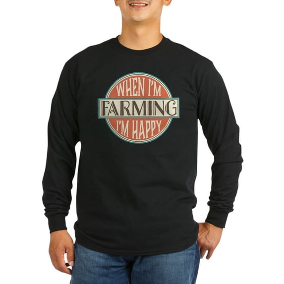 CafePress - Happy Farmer - Long Sleeve Dark T-Shirt