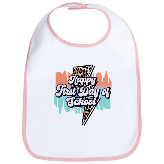 CafePress - Happy First Day Of School Welcome Back Retro - Cute Cotton Cloth Baby Bib, Toddler Bib