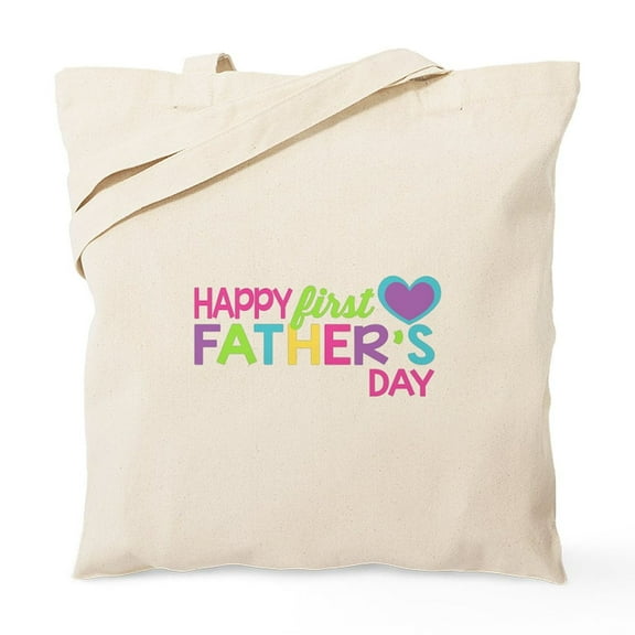 CafePress - Happy First Father's Day Girls Tote Bag - Unisex Canvas Tote Bag, Beige, 1-Piece