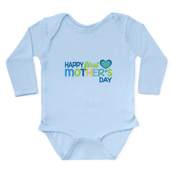 CafePress - Happy First Mother's Day Boy Body Suit - Long Sleeve Cotton Baby Bodysuit