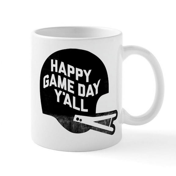 CafePress - Happy Game Day Y'all - 11 oz Ceramic Mug - Novelty Coffee Tea Cup