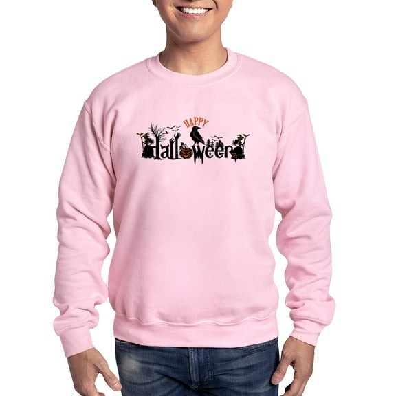 CafePress - Happy Halloween Black & Orange Spooky T Sweatshirt - Crew Neck Sweatshirt