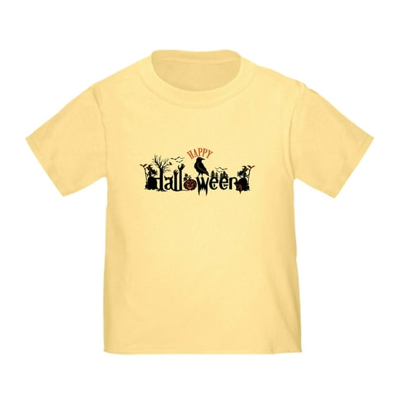 CafePress - Happy Halloween Black & Orange Spooky Typo T Shirt - Cute Toddler T-Shirt, 100% Cotton