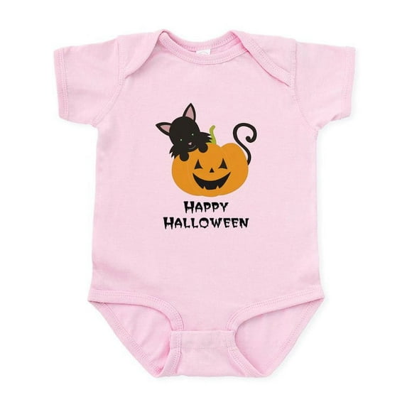 CafePress - Happy Halloween Cat Body Suit - Baby Light Bodysuit, Size Newborn - 24 Months