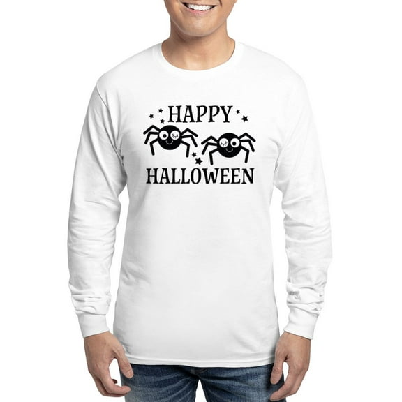 CafePress - Happy Halloween Spiders Long Sleeve T Shirt - Unisex Cotton Long Sleeve T-Shirt