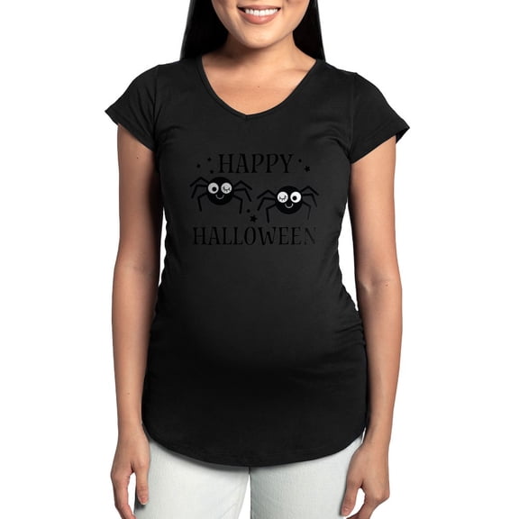CafePress - Happy Halloween Spiders Maternity T Shirt - Maternity Dark T-Shirt