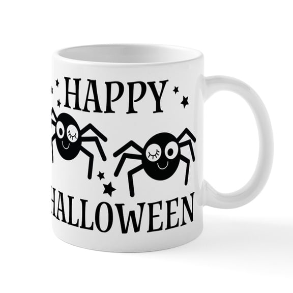 CafePress - Happy Halloween Spiders Mugs - 11 oz Ceramic Mug - Novelty Coffee Tea Cup