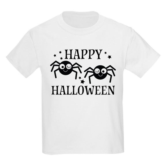 CafePress - Happy Halloween Spiders T Shirt - Light Classic Kids Graphic, Short Sleeve T-Shirt, Sizes XS-XL