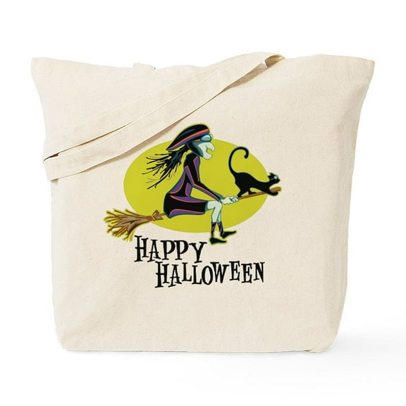 CafePress - Happy Halloween Witch Tote Bag - Unisex Canvas Tote Bag, Beige, 1-Piece